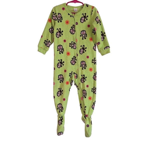 Toddler Size 3T Girls Monkey Pajamas, Footed Pjs, Jumping Beans - Picture 10 of 10